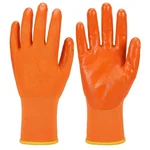 Premium Quality High-Visibility Orange Nitrile Coated Industrial Gloves with Superior Diamond Textured Grip ( Pack Of 12 )