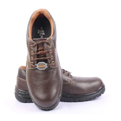 Hillson ARGO BROWN ISI Marked Steel Toe Safety Shoe Real Leather Upper, PU Sole, Low Ankle, Slip & Impact Resistant(Size-9)
