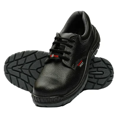 Hillson BOLT Steel Toe Safety Shoe ISI Certified, Real Leather Upper, PU Sole, Low Ankle, Black Work Shoe(Size-6)