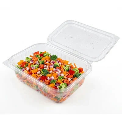 200 Pcs, 600ml Hinged Container with Flat Lid || Transparent Reusable Air Tight Box || Containers for Kitchen Storage