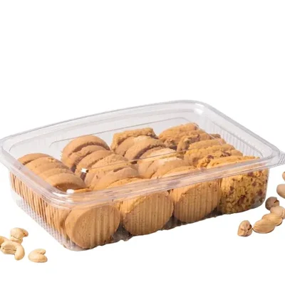 400 Pcs, 1500 ml Transparent Hinged PET Container for Meal, Snacks, Cookies Packaging