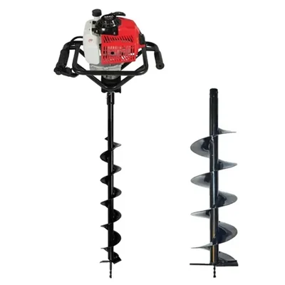 Balwaan BE-63, 63cc 2-Stroke Earth Auger Machine with 4 & 8 Inch Drill Bit | Hole Digger