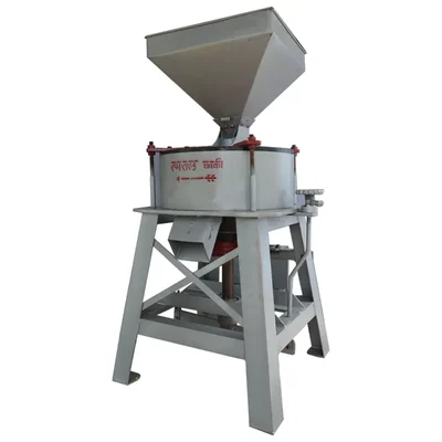 Commercial 18" Horizontal Bolt Type Flour Mill/Atta Chakki 75kg/hr with V-Belt Pulley, Without Motor