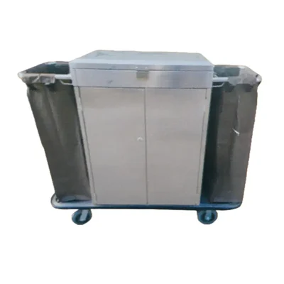 Premium Quality 1400 x 450 x 1120 mm SS Housekeeping Trolley 201 Grade (Close )