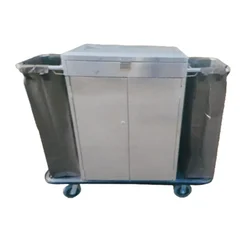 Premium Quality  1400 x 450 x 1120 mm SS Housekeeping Trolley 201 Grade (Close ) 