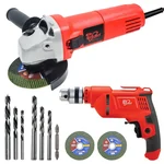 HPD Shakti 100mm (4") 850 Watt Angle Grinder & 10mm 500 Watt F/R Mode, Variable Speed Drill Combo With Cutting Wheels, Drill Bits & Accessories