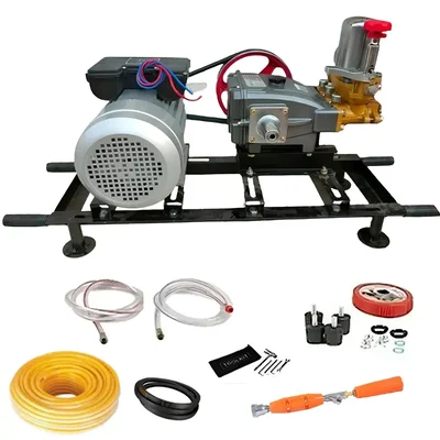 Heavy Duty Triple Piston HTP 45 Pump Set With 3 HP Copper Winding Motor, 15 Meter Hose Pipe & Spray Gum