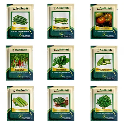 Pack of 9 Varieties Home Gardening Hybrid Vegetable Seeds Kit High Germination Rate All Season Seed Set