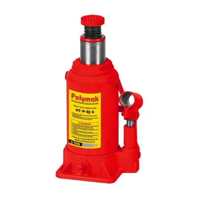 Polymak 6T Hydraulic Bottle Jack with Corrosion Resistant Piston for Safe Automotive Lifting, HT-P-BJ-6