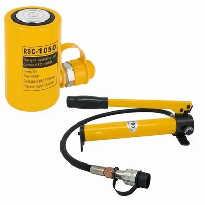 Nutronics 10-Ton 2-Inch Stroke Single Acting High Pressure Manual Hydraulic Lifting Cylinder Ram with CP-180 Hand Pump