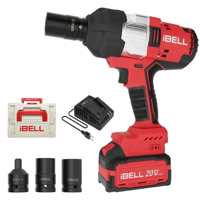 iBELL 3/4" (19mm) 20V Cordless Brushless Impact Wrench With 4.0Ah Battery & Charger, Max. Torque 1000 Nm (IBL BW1000)