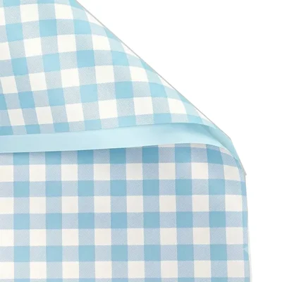 Ice Blue Floral Wrap 58x58cm 20 Sheets Waterproof Check Gift Basket Bouquet Bows Included Pack of 2