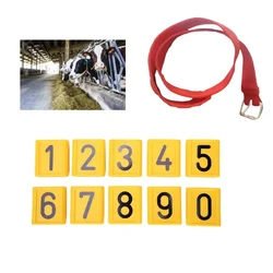 Collar Number Tags with 10 Pcs Belt, 0-9 Identification Tags for Identifying Livestock Cattle Dairy Farm Use(Pack of 10)