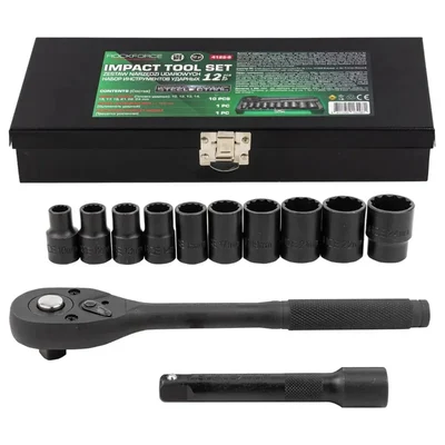 ROCKFORCE 12-Piece 1/2" Impact Tool Set – Heavy-Duty 12-Point Sockets for Auto & Industrial Use (RF-4122-9)