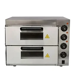 Premium Quality Stone Base Double Deck 16x16 Inch Electric Pizza Oven 