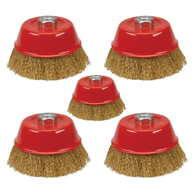 Premium Quality 4 inch Non Twisted Brass Cup Brush for Cleaning (Pack of 5)