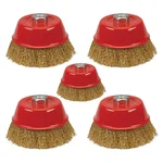 Premium Quality 4 inch Non Twisted Brass Cup Brush for Cleaning (Pack of 5)