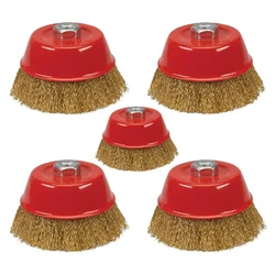 Premium Quality 4 inch Non Twisted Brass Cup Brush for Cleaning (Pack of 5)