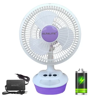 Alfalite Breeza 24W DC Solar Table Fan, 12 Inch Sweep With In-Built Rechargeable Battery For Indoor And Outdoor Usage