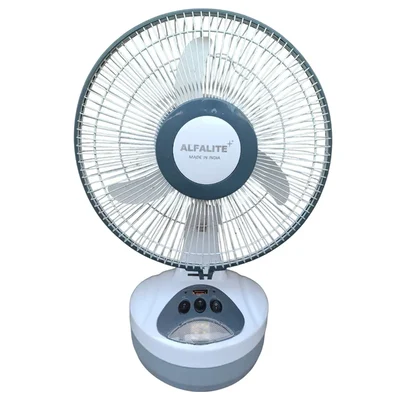 Alfalite Royal-3 24W DC Solar Table Fan, 12 Inch Sweep With In-Built Rechargeable Battery For Indoor And Outdoor Usage