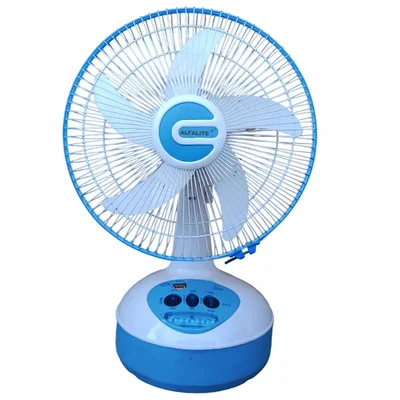 Alfalite Royal-1 24W DC Solar Table Fan, 16 Inch Sweep With In-Built Rechargeable Battery For Indoor And Outdoor Usage