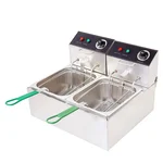 Heavy-Duty Double Pan 8+8L Electric Deep Fat Fryer 5000W, SS Body