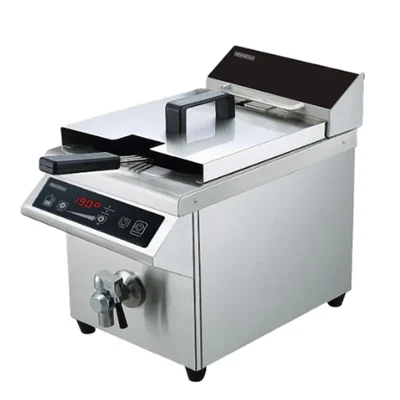 Heavy Duty 3500W Commercial Induction Deep Fryer with 8 Liters Capacity Digital Touch Control Panel and Oil Drain Tap