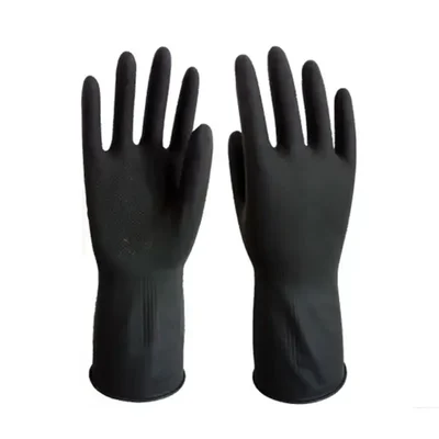 Gripex Black Industrial Rubber Gloves Offer Excellent Protection Against Chemicals, Abrasions & Punctures(Pack-1 Pair)