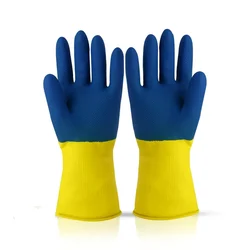 Gripex Yellow Blue Industrial Rubber Gloves Offer Excellent Protection Against Chemicals, Abrasions & Punctures(Size-L,Pack-1 Pair)