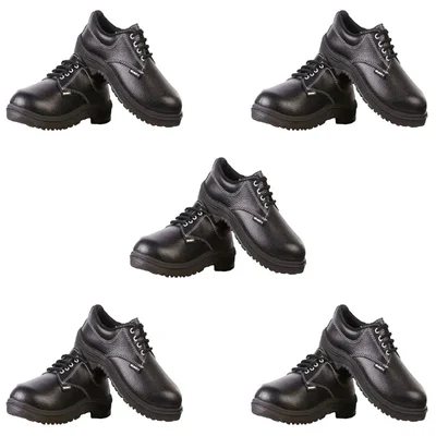Hot Life Pack of 5, 10, 25 PVC Sole Leather Safety Shoe with Steel Toe Cap for Automotive, Mining, Constructions(Pack-5 pairs,Size-6)
