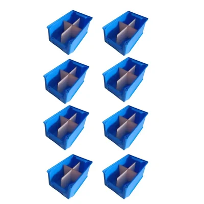 Avsar 230 x 150 x 120 mm FPO Blue Storage Bin with Vertical & Horizontal Partition, HDPE Material (Bin-25) - Pack of 8