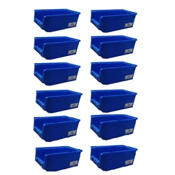Avsar 12 pcs 230 x 150 x 120 mm FPO Blue Storage Bin,Premium HDPE Material (Bin-25) - Pack Of 12