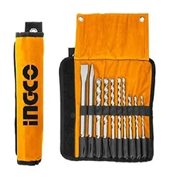 Ingco 10 Pcs Hammer Drill Bits And Chisels Set