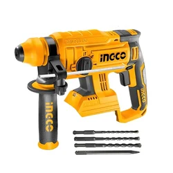 INGCO 22mm 20V Cordless Rotary Hammer With Drill Bits & Chisel, 1350 RPM (CRHLI2201)