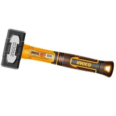 Ingco 1 Kg Heat Treatment Fiberglass Handle Carbon Steel Stoning Hammer, HSTH81000