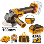 INGCO 100mm 20V Cordless Angle Grinder with 10 Pcs Metal Cutting Disc, Battery, Charger & Accessories, 8500 RPM (CAGLI2010082)