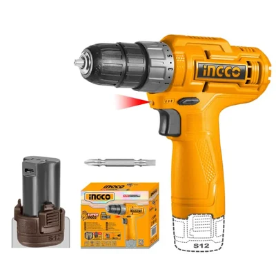 INGCO 10 mm 12V Cordless Drill With Battery, 750 RPM (CDLI12428)