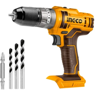 Ingco 10 mm 20V Lithium-ion Cordless Impact Drill With Drill Bits, 1500 RPM (CIDLI201455)