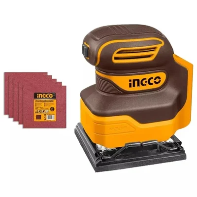 Ingco 110x100 mm 20V Cordless Sheet Sander With 5 Pcs Sand Papers, 12000 RPM (CSHSLI2014)