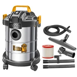 Ingco 12L, 16 KPa, 800 W Wet & Dry Vacuum Cleaner With Accessories(VC14122)