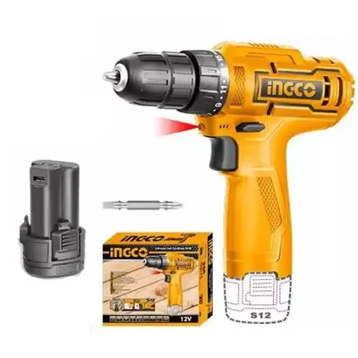Ingco 12 V 10 mm Lithium-Ion Cordless Drill with Battery and Accessories, 750 RPM (CDLI12422)