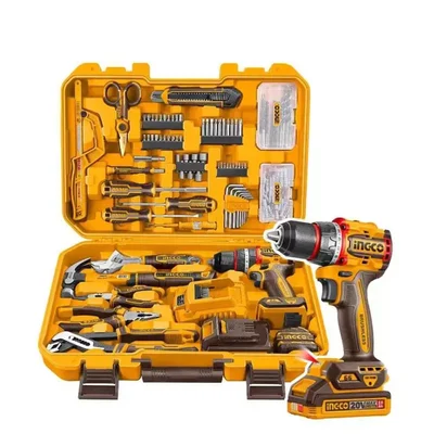Ingco 13mm 20V Cordless 66Nm Torque, Metal Chuck Impact Drill Machine With Battery, Charger & 166 Pcs Accessories Set (HKTHP41662)
