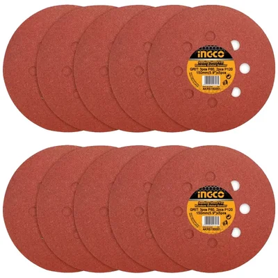 INGCO 150 mm (6 Inches) Sanding Sheet For Random Orbital Sander (AKRS150051) - Pack of 2 (10 pcs)