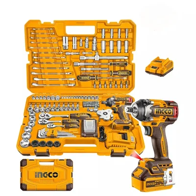 Ingco 12.7mm (1/2") 20V Cordless Impact Wrench With 152 Pcs Tool Set (HKTHP31521)
