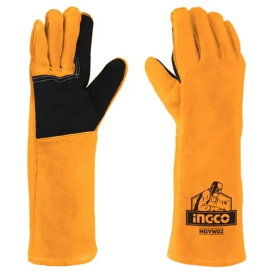 Ingco 16 inches (40.64 cm) Welding Leather Hand Gloves for Safety Purpose (HGVW02)