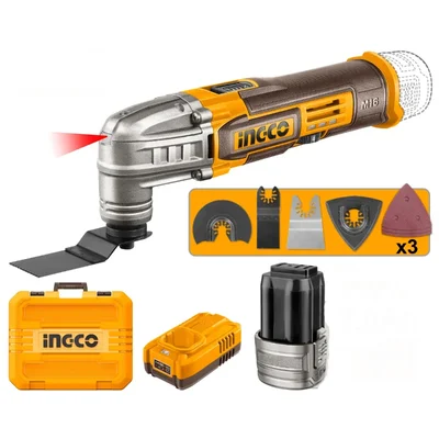 Ingco 16V 6-Speed Adjustment Cordless Multi-Tool With Battery, Charger & Accessories, 5000-20000 RPM (CMLI16222)