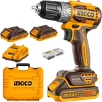 Ingco 20V Lithium-Ion Cordless Drill With Battery, Charger & Accessories, ‎2000 RPM (CDLI20453)