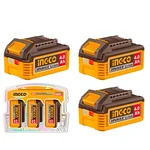 Ingco 3 Pcs 20V 4.0Ah Lithium-Ion Battery Kit Suitable For All Ingco P20S Multiple Tools (COSLI251296)