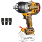 Ingco 19mm (3/4") 20V Brushless Impact Wrench With Max. Torque 1350 Nm & Socket Set, 1800 RPM (CIWLI201351)