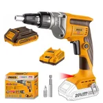 Ingco 1/4" 20V Cordless Drywall Screwdriver With Battery, Charger & Accessories (CDSLI204200)